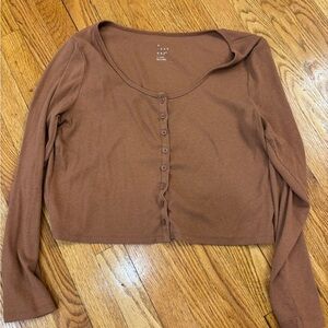 a new day Brown Button-Down Women's Shirt